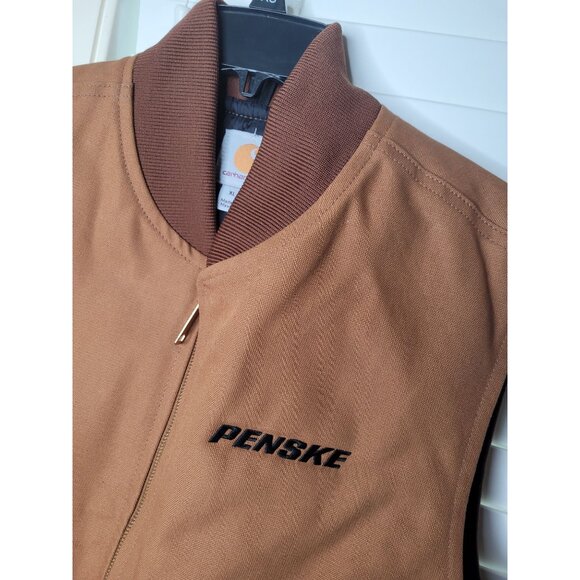 Carhartt Mens Duck Canvas Vest XL Brown Workwear 3rd Party Logo LN - Picture 2 of 8